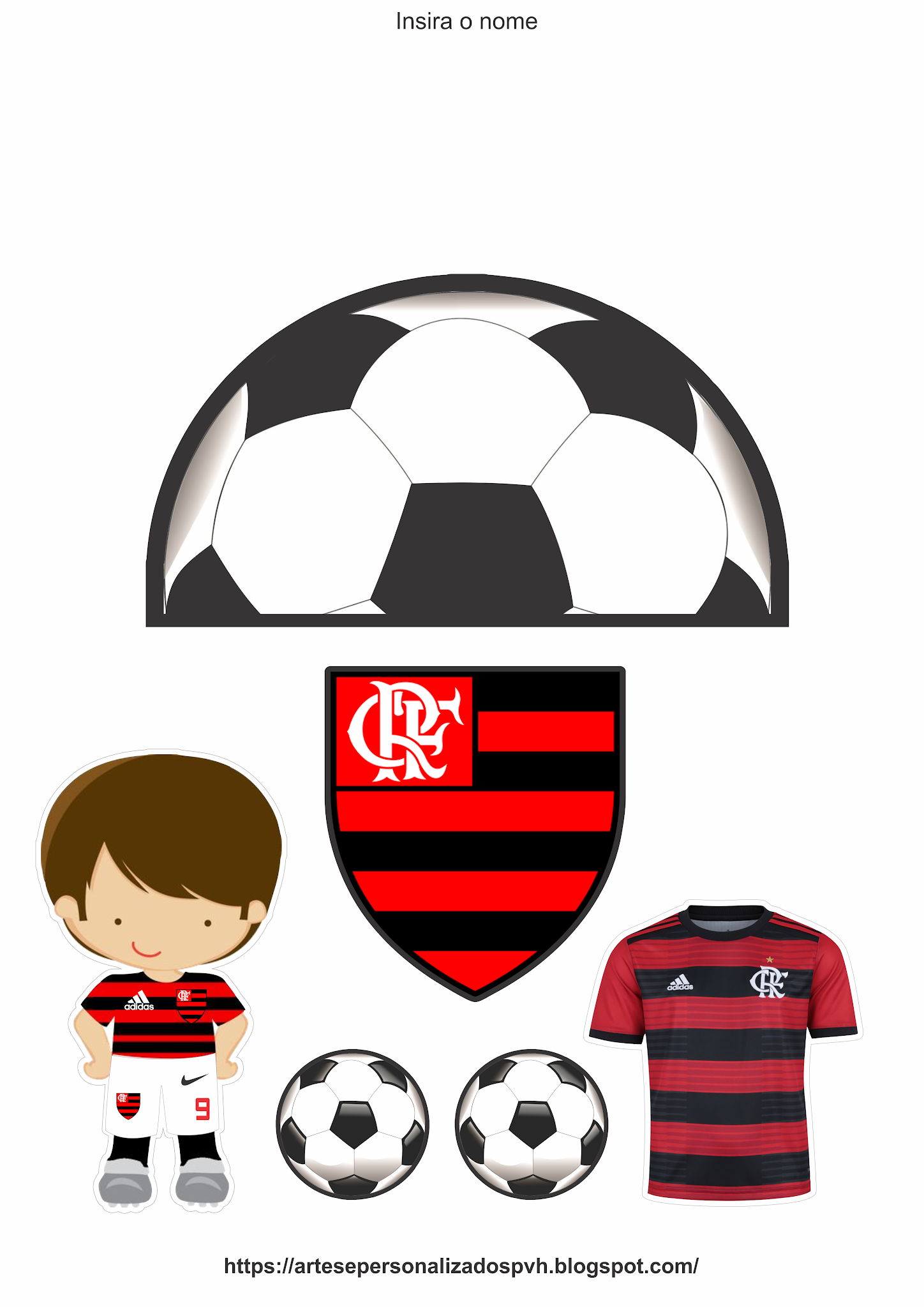 topo de bolo flamengo com jogador