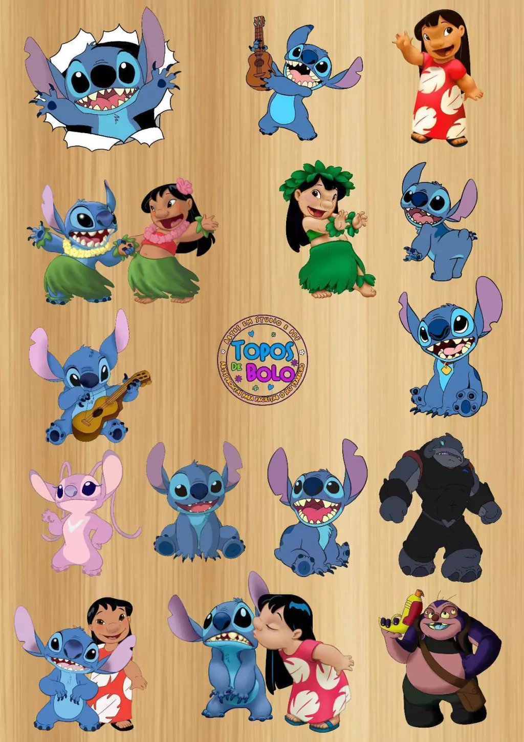 topo de bolo Lilo e Stitch personalizado