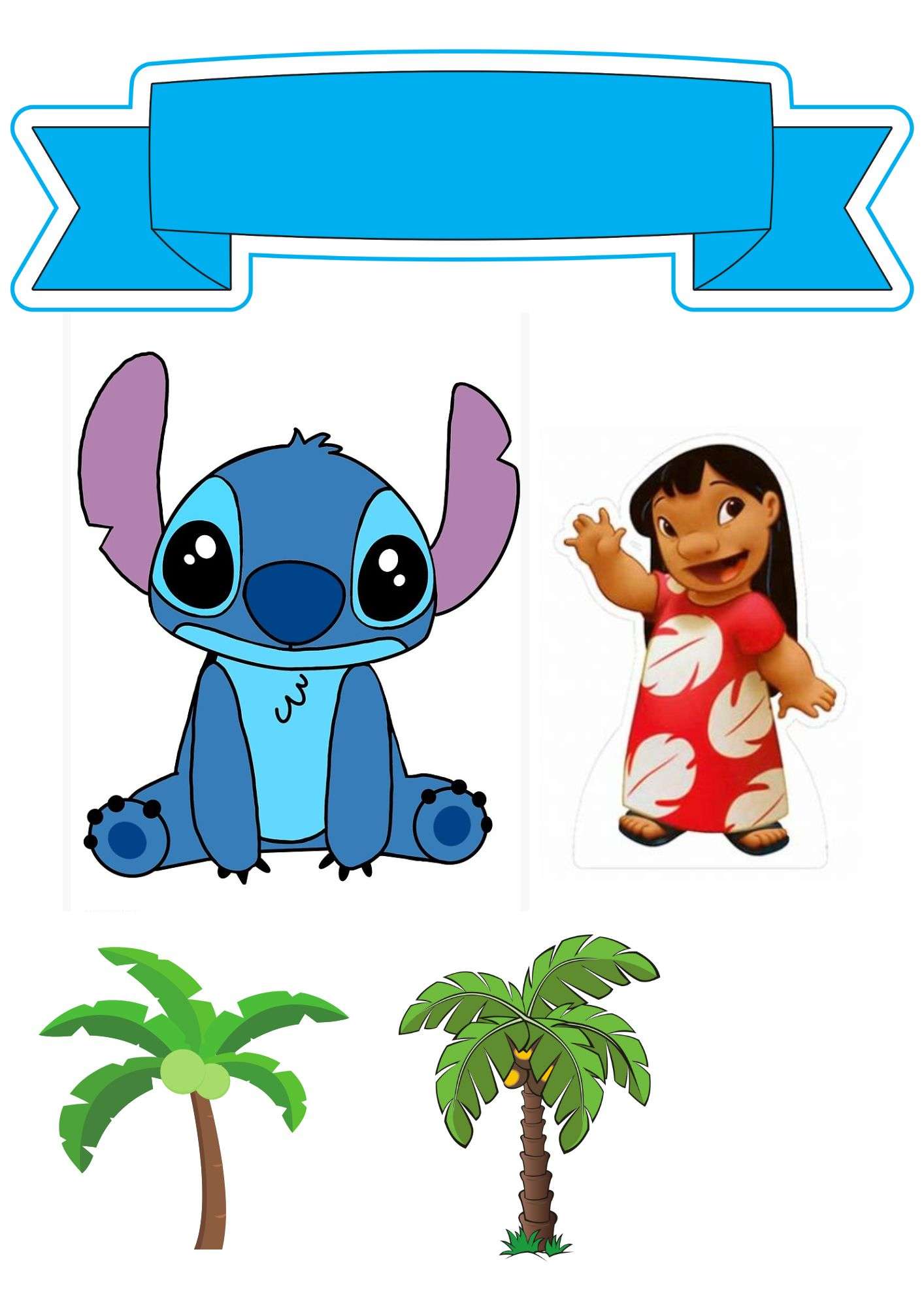 topo de bolo Lilo e Stitch editável