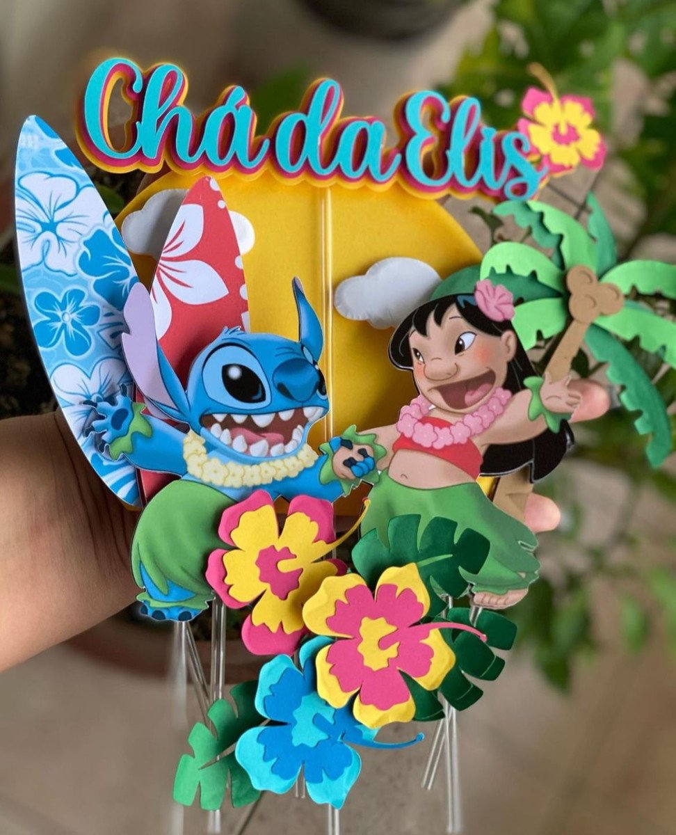 topo de bolo Lilo e Stitch personalizado