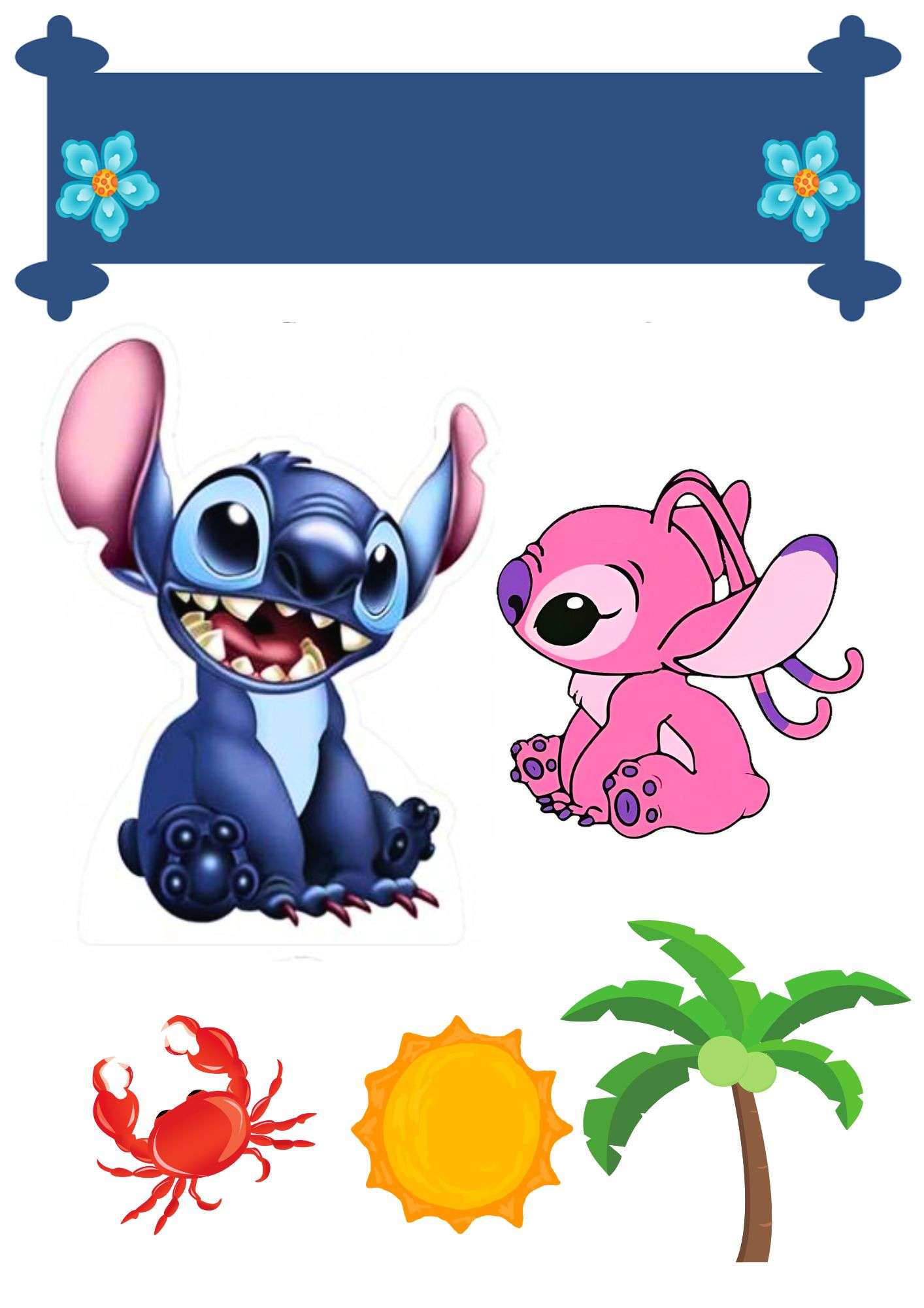 topo de bolo stitch e angel personalizado