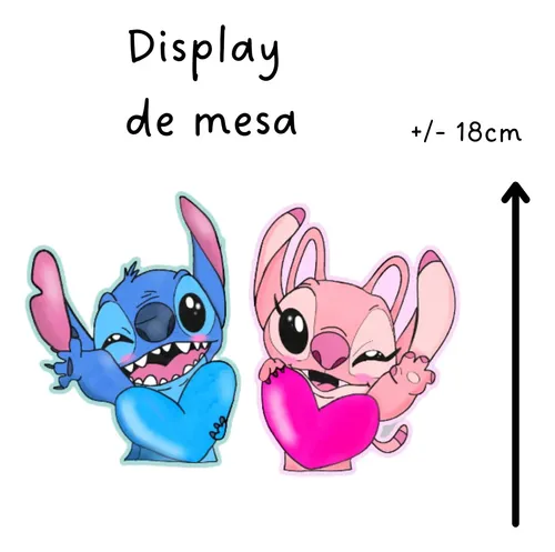 topo de bolo stitch e angel personalizado