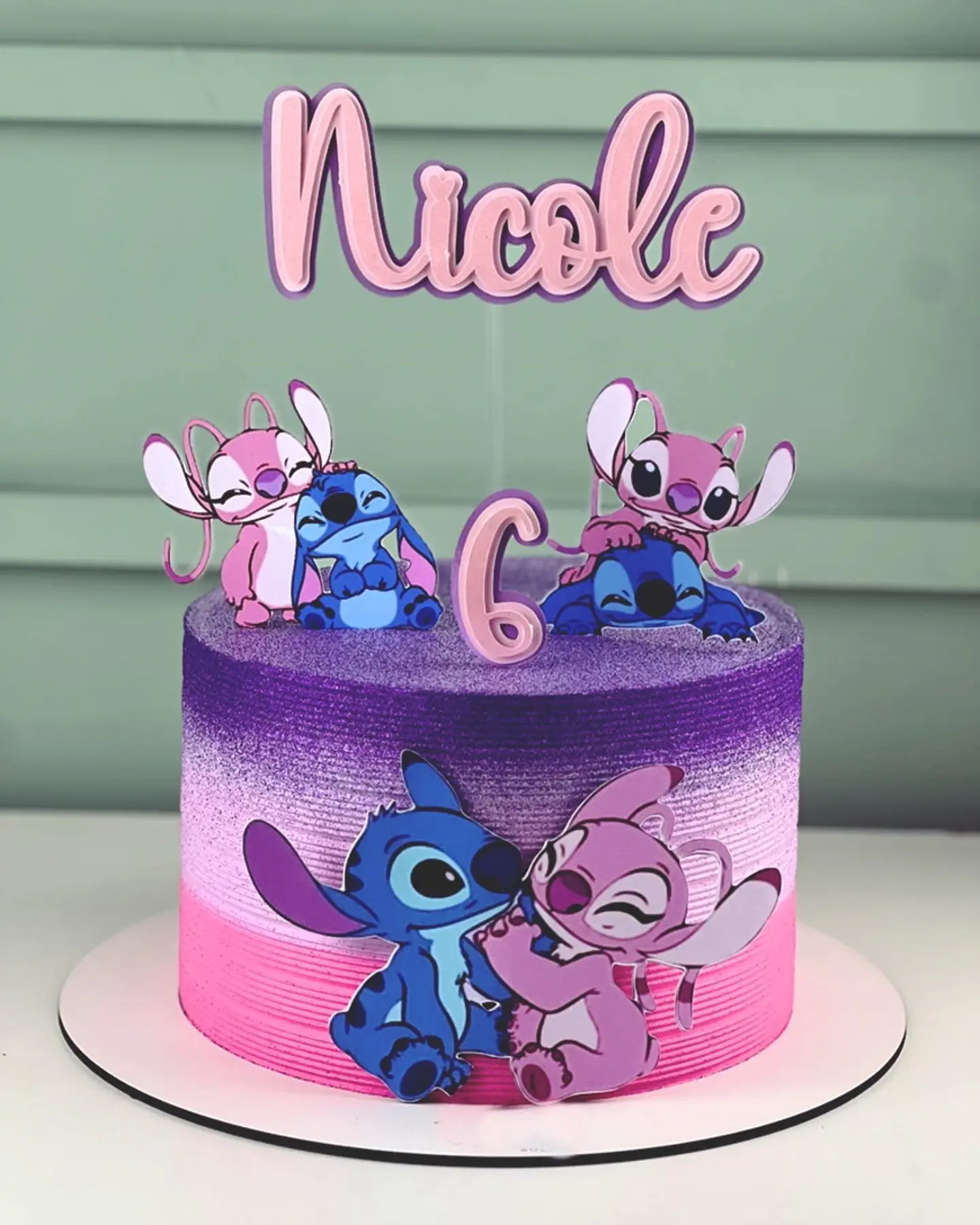 topo de bolo stitch e angel para aniversário