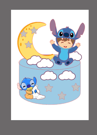 topo de bolo stitch no havaí png
