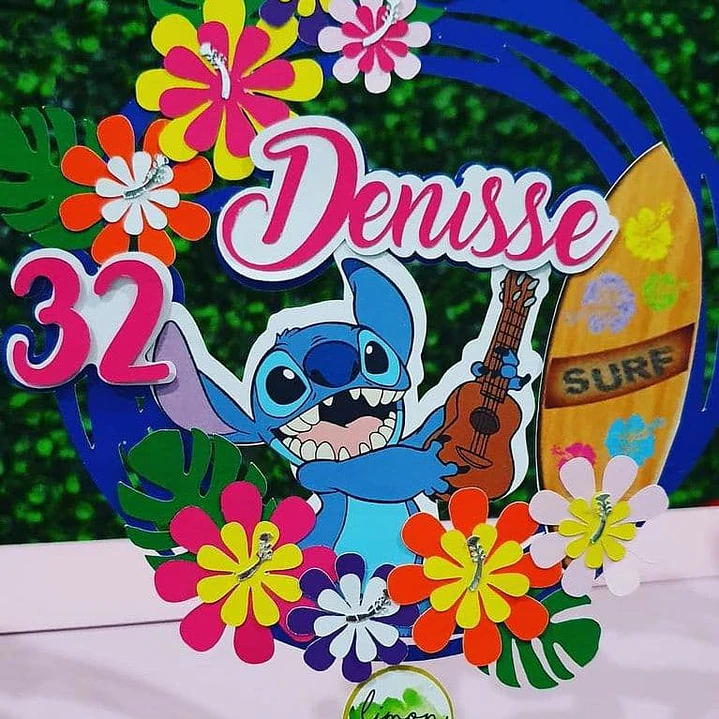 topo de bolo stitch com idade