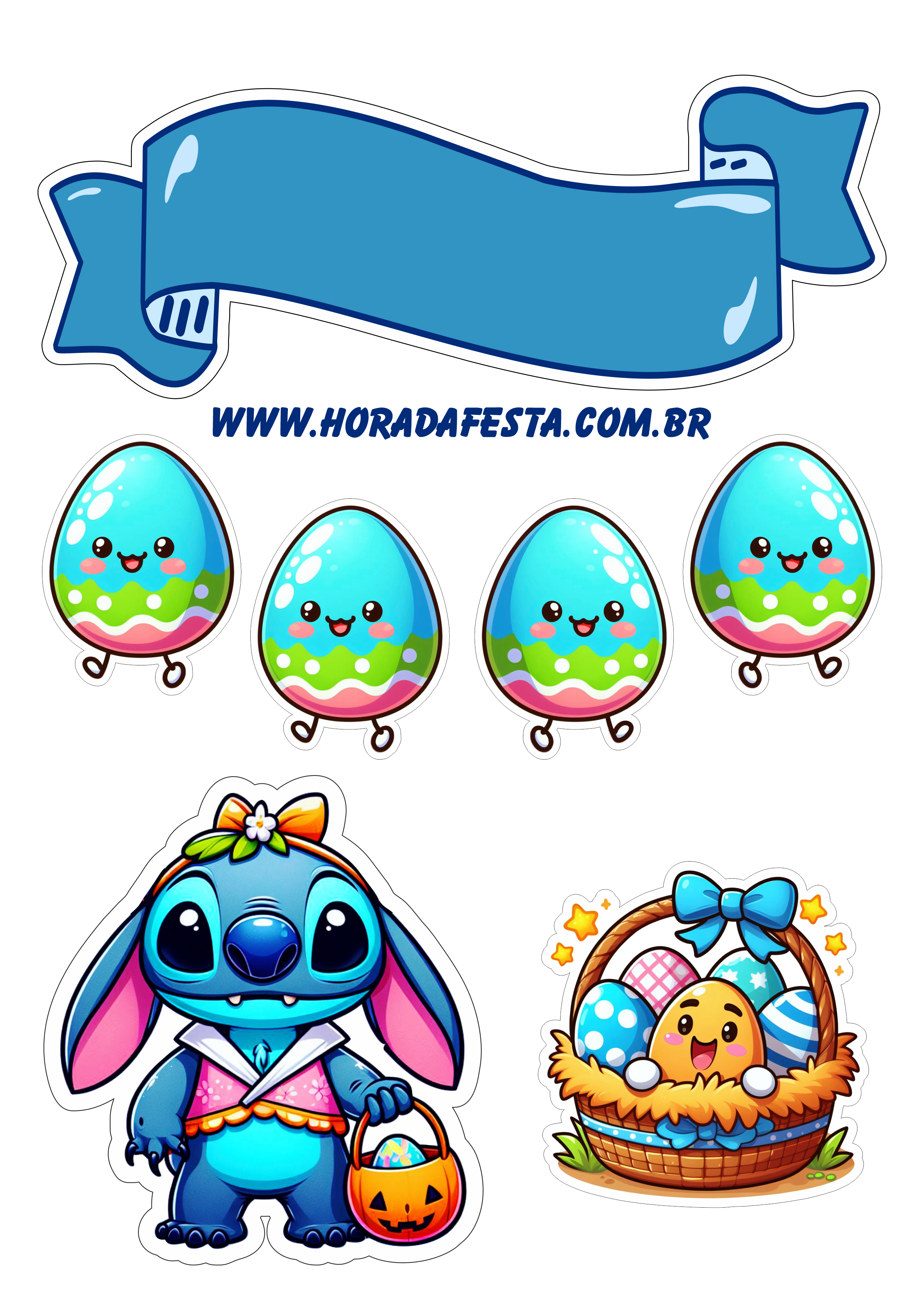 topo de bolo stitch rosa png