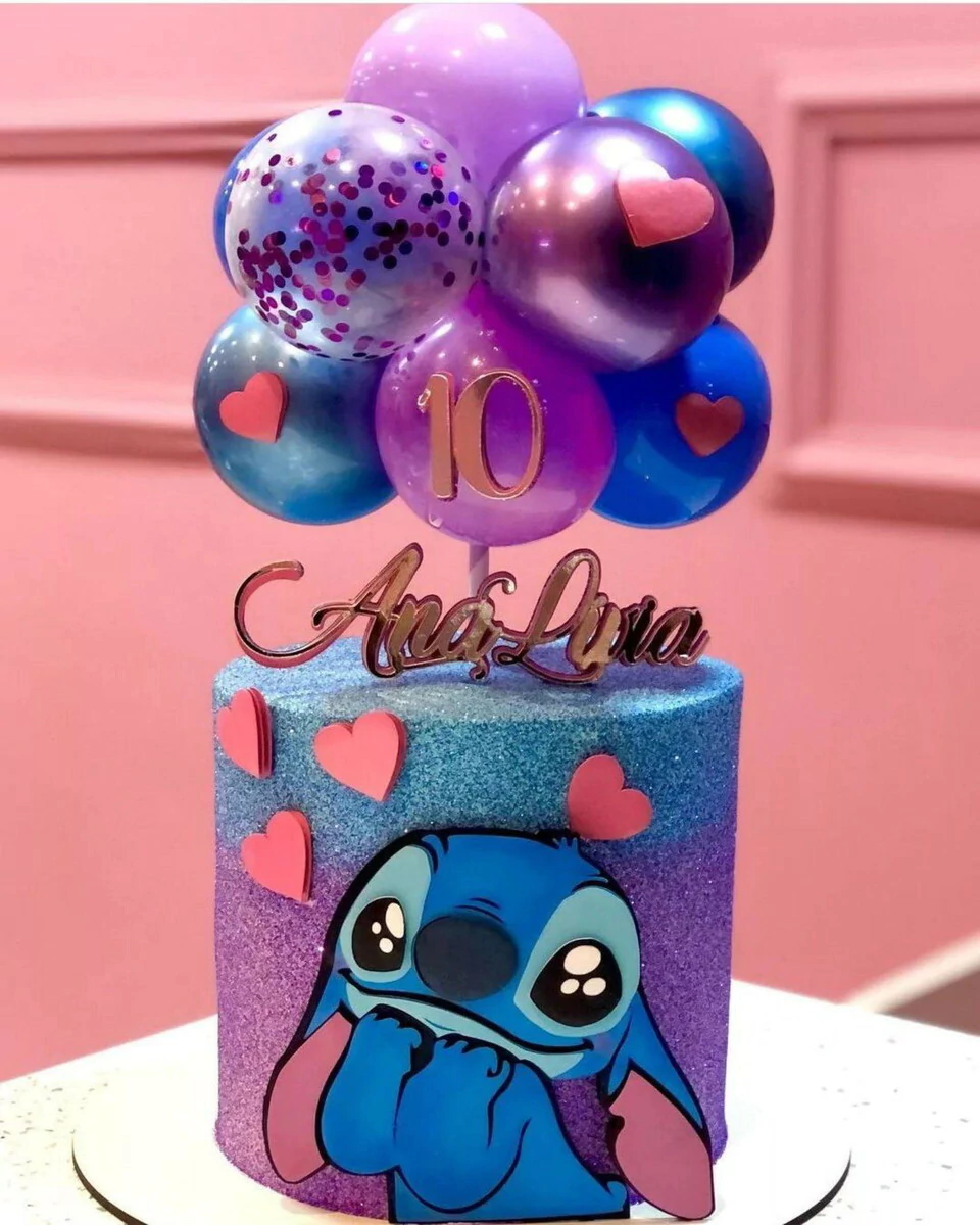 topo de bolo stitch rosa silhouette