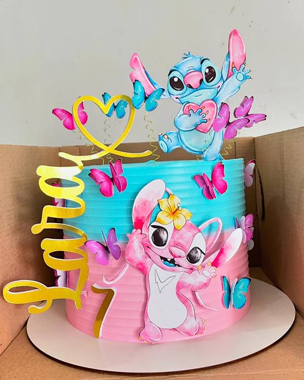 topo de bolo stitch rosa png