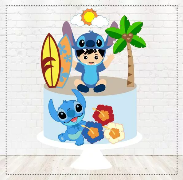 Topo de bolo Stitch com nome