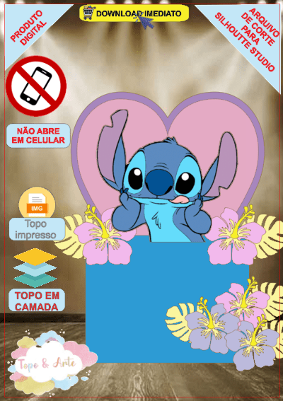 topo de bolo stitch com idade