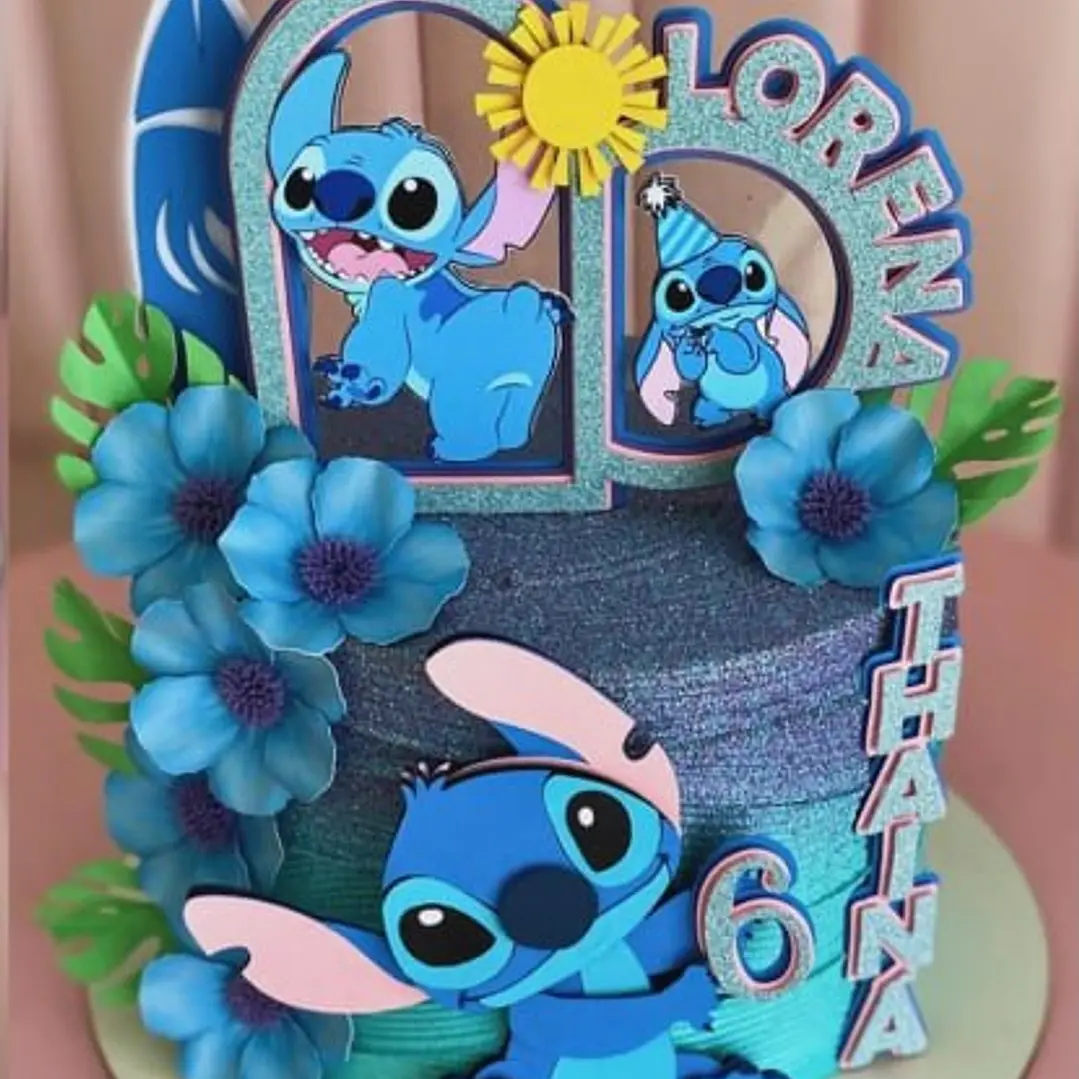 topo de bolo stitch luxo