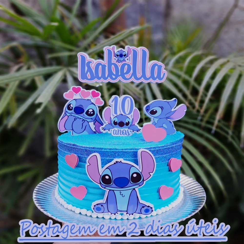 topo de bolo stitch 3d