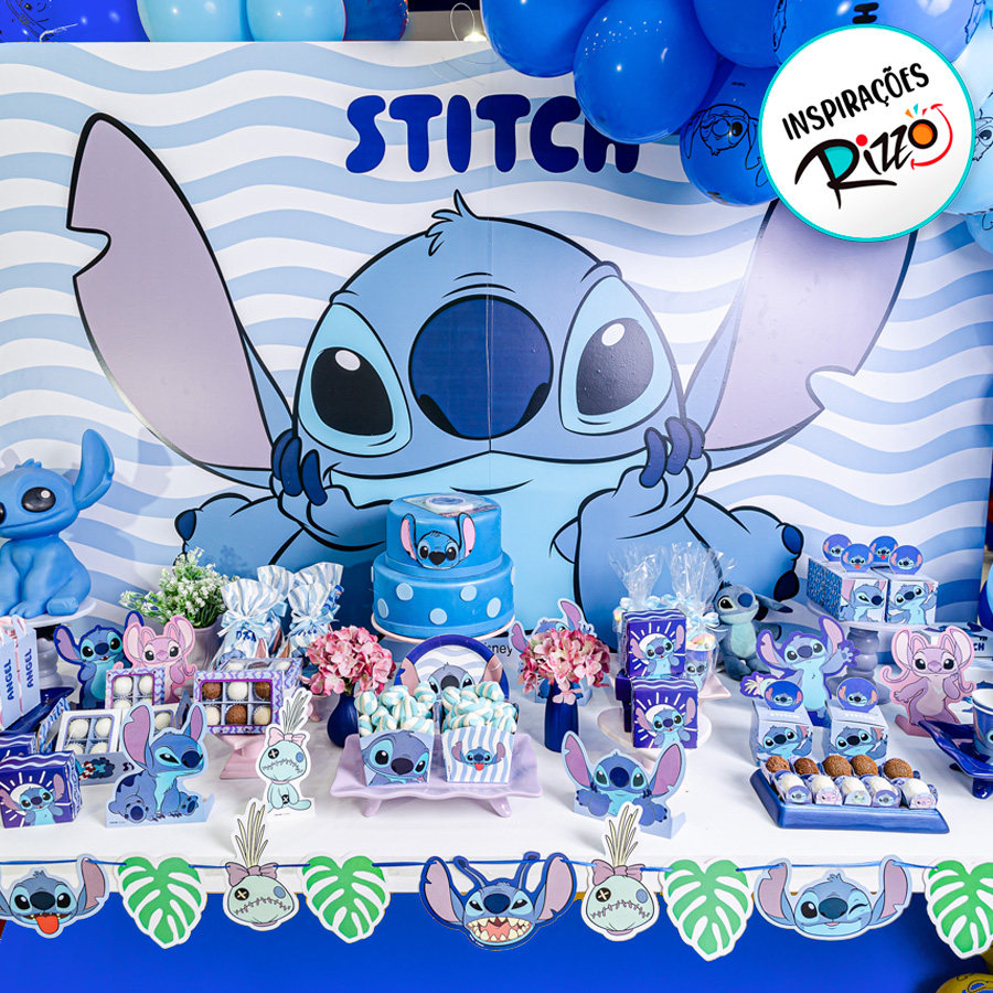 Topper de bolo Stitch e Angel