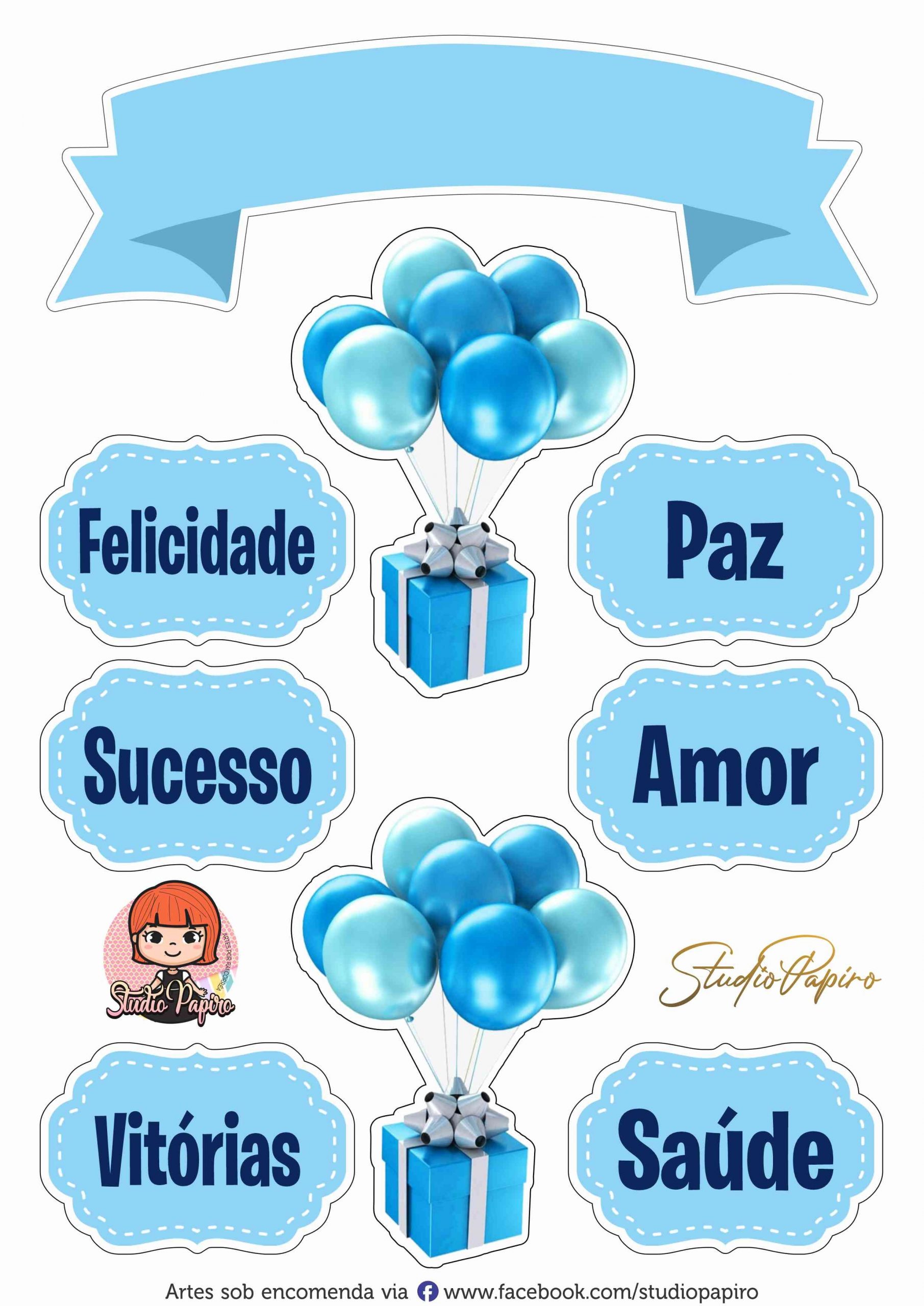 papel para topo de bolo masculino