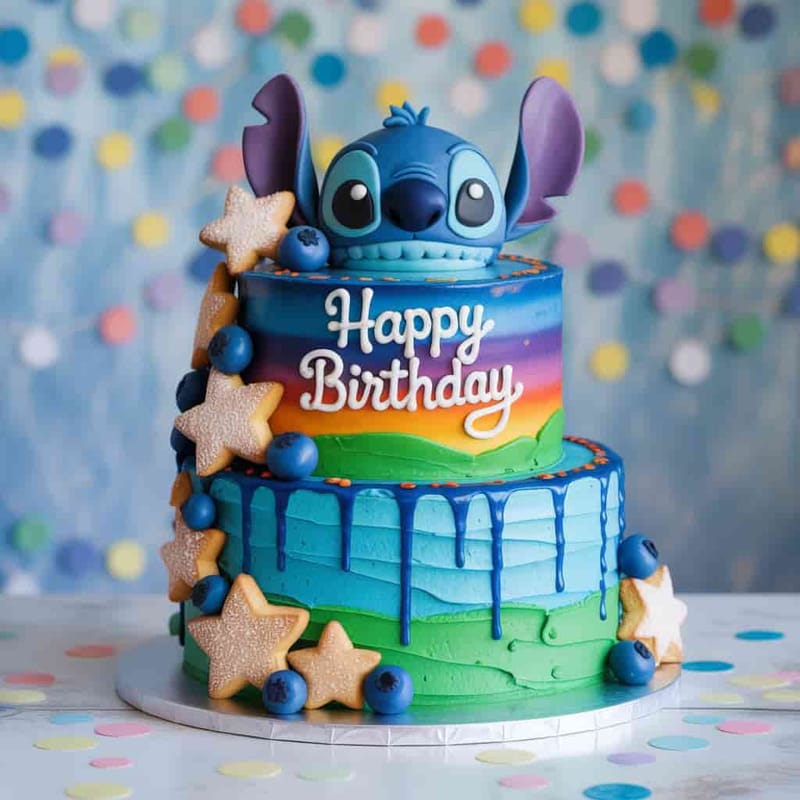 ideias de topper de bolo stitch para festa infantil