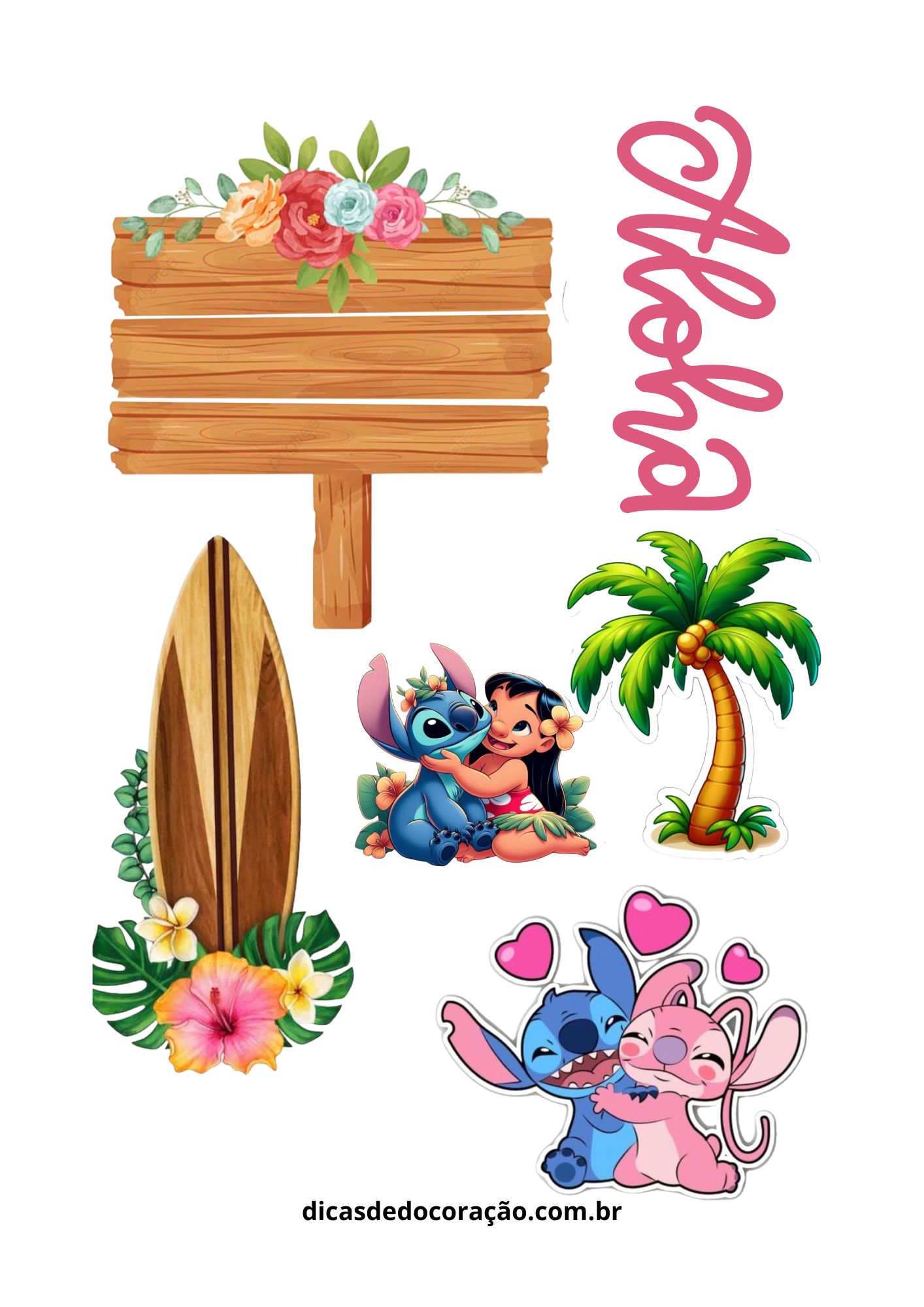 topo de bolo stitch com nome