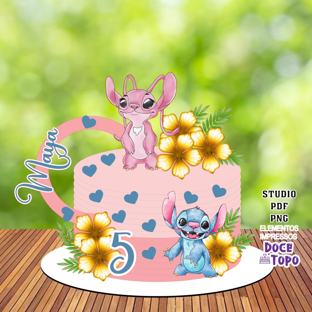 Topper de bolo Lilo e Stitch