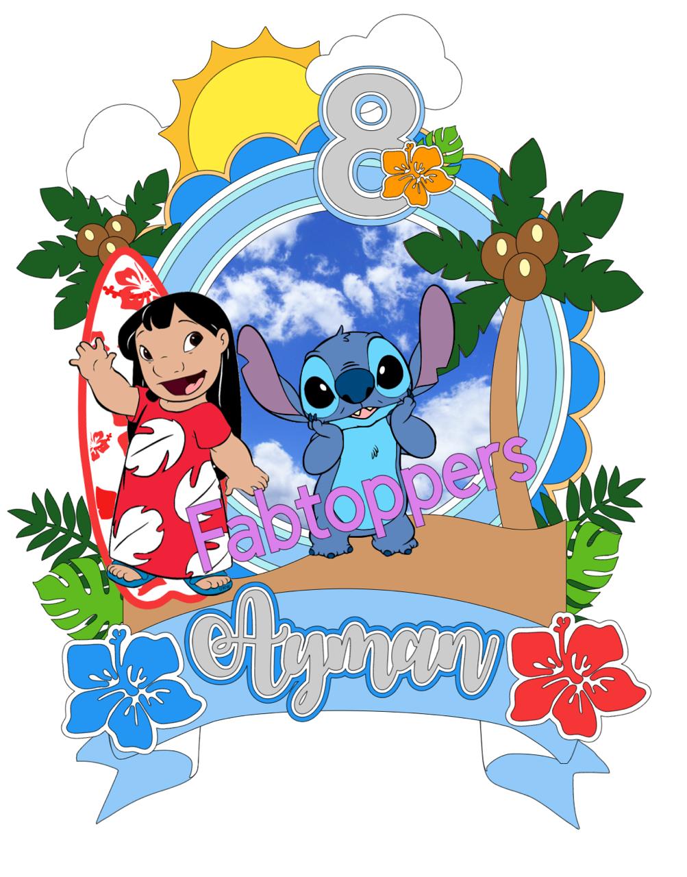 topo de bolo stitch com nome