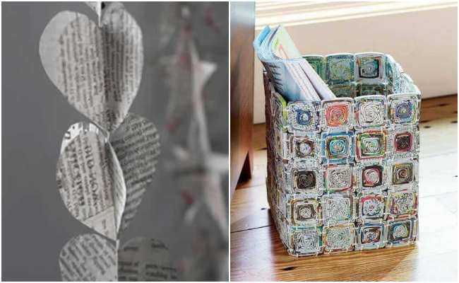 ideias criativas artesanato jornal para casa