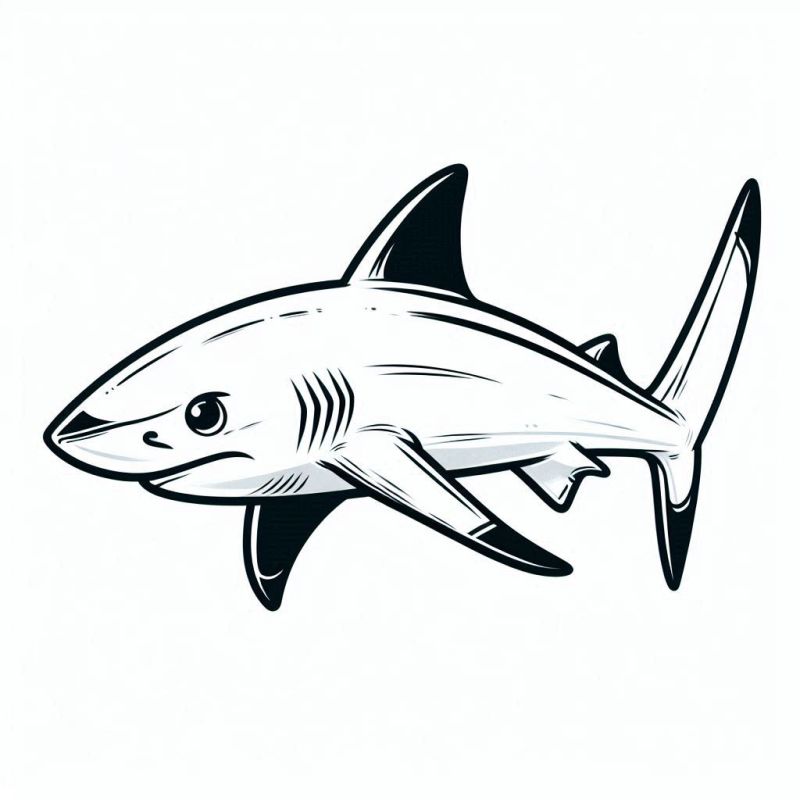 desenho de tubarão branco realista para colorir