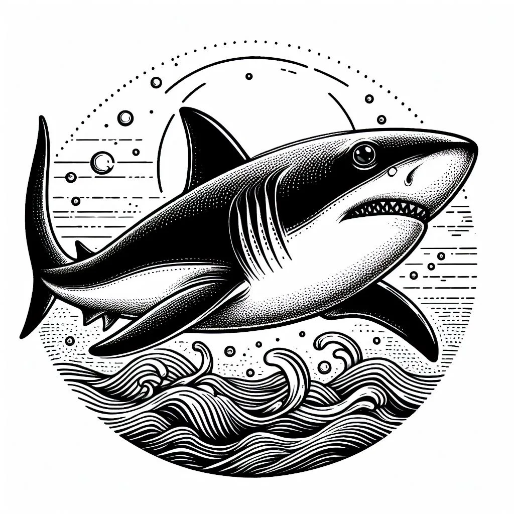 desenho de tubarão branco realista para colorir
