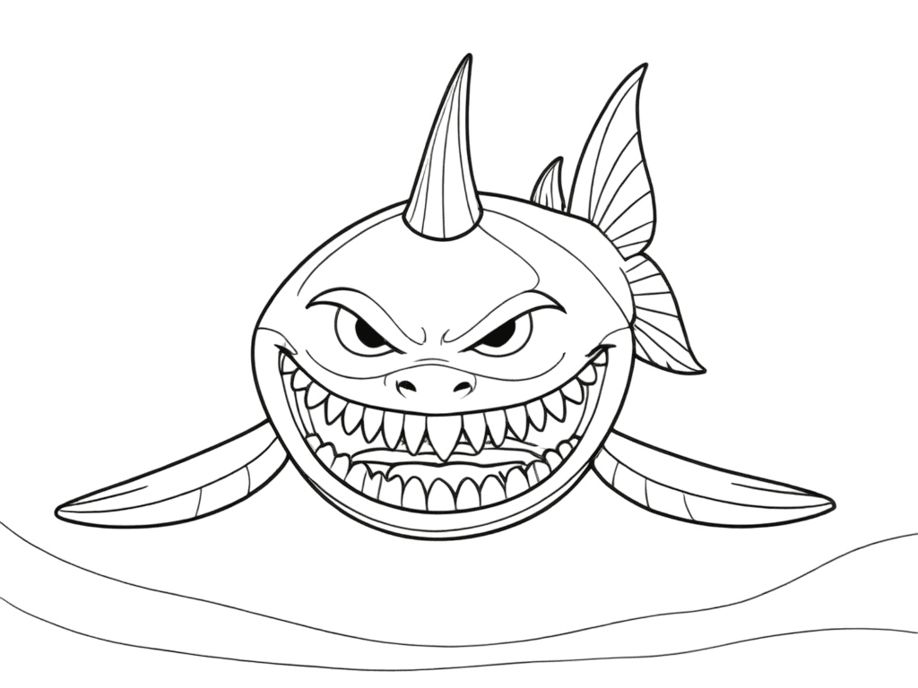 desenho de tubarão branco realista para colorir