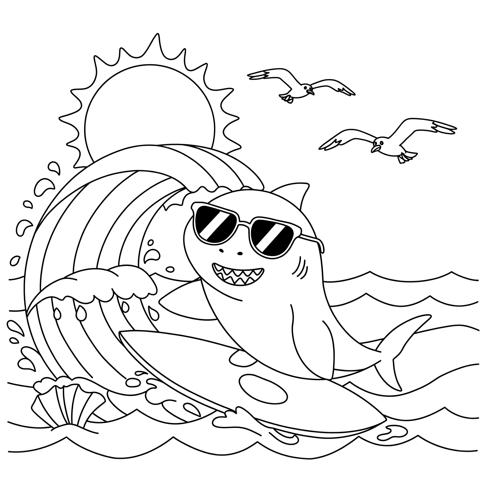melhores desenhos de tubarão para colorir para crianças
