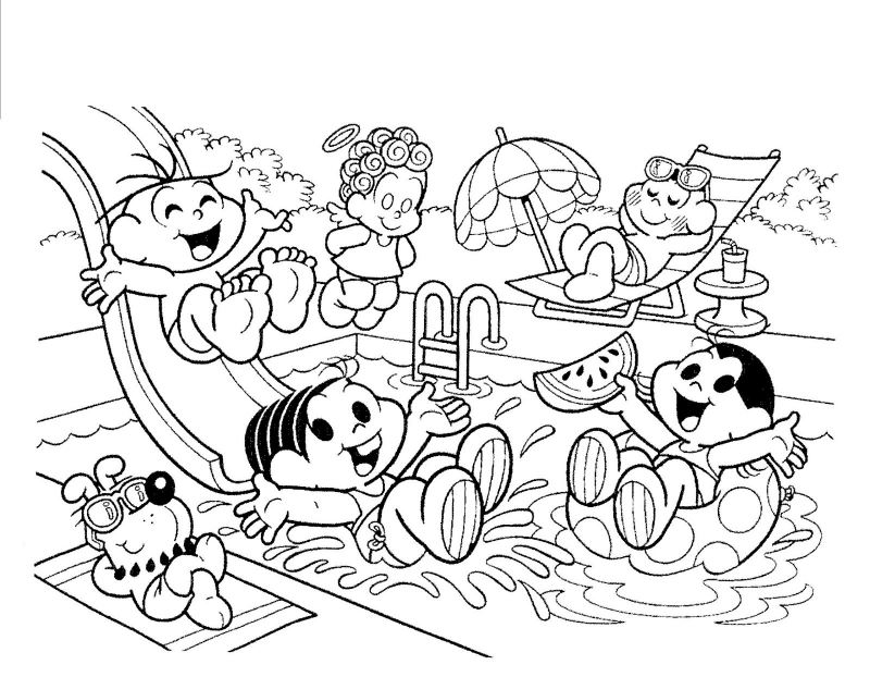 turma da monica colorir