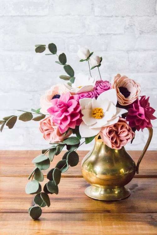 vaso de flor de feltro