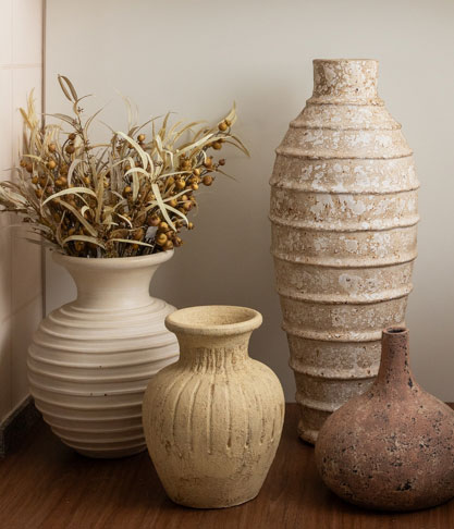vasos ceramica decorados estilo boho com terracota