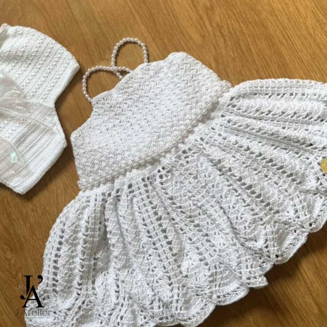 vestido de crochê infantil tamanho RN