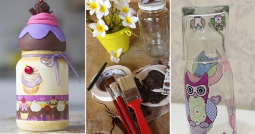 vidros de conserva decorados com tecido