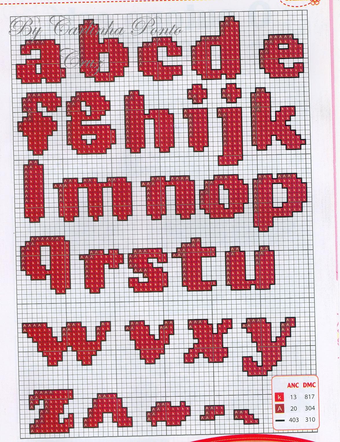 letras em ponto cruz para imprimir