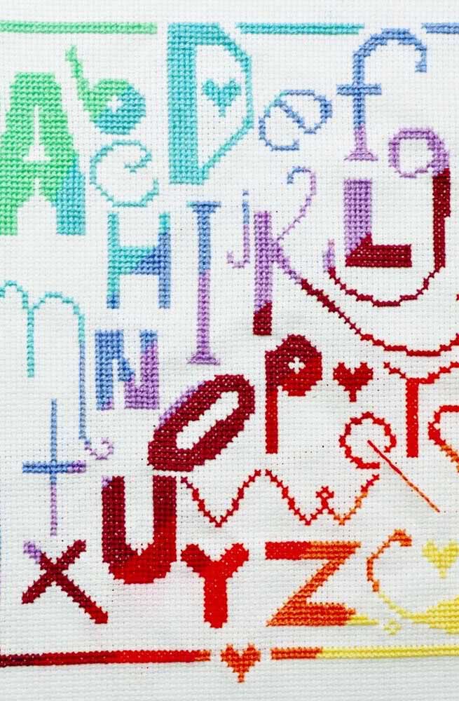 letras grandes ponto cruz para toalhas