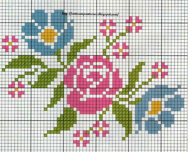 ponto cruz floral