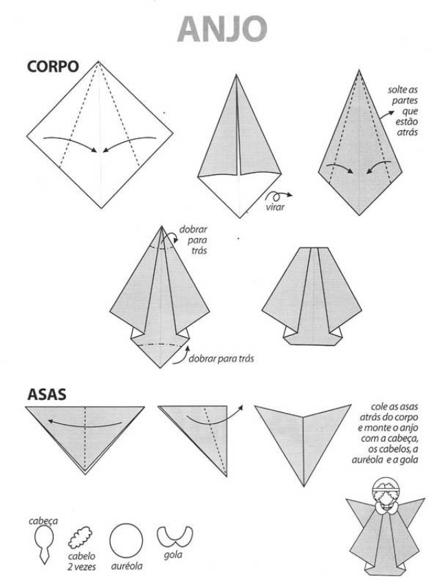 como fazer anjinho de papel para imprimir