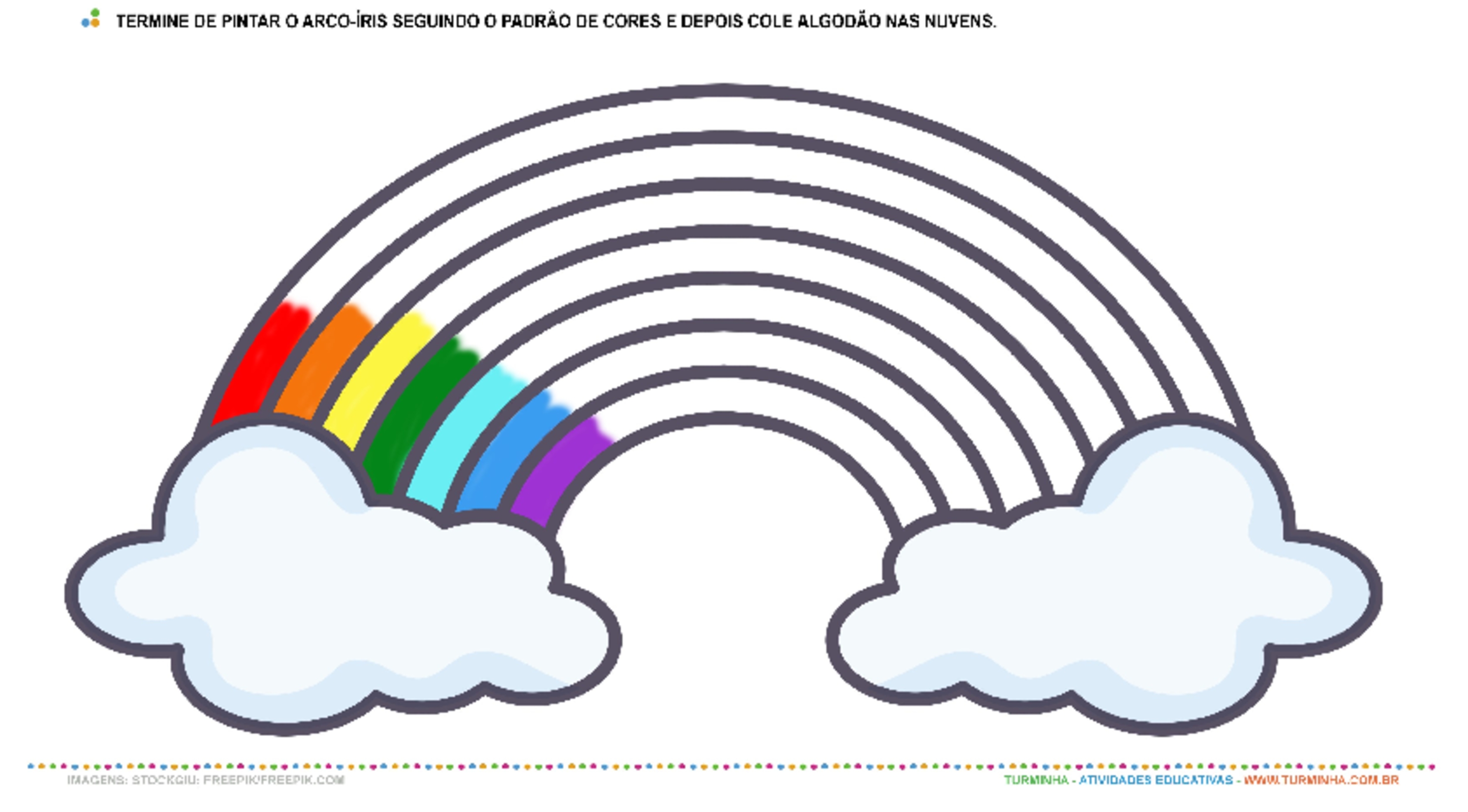 arco-íris para colorir fácil