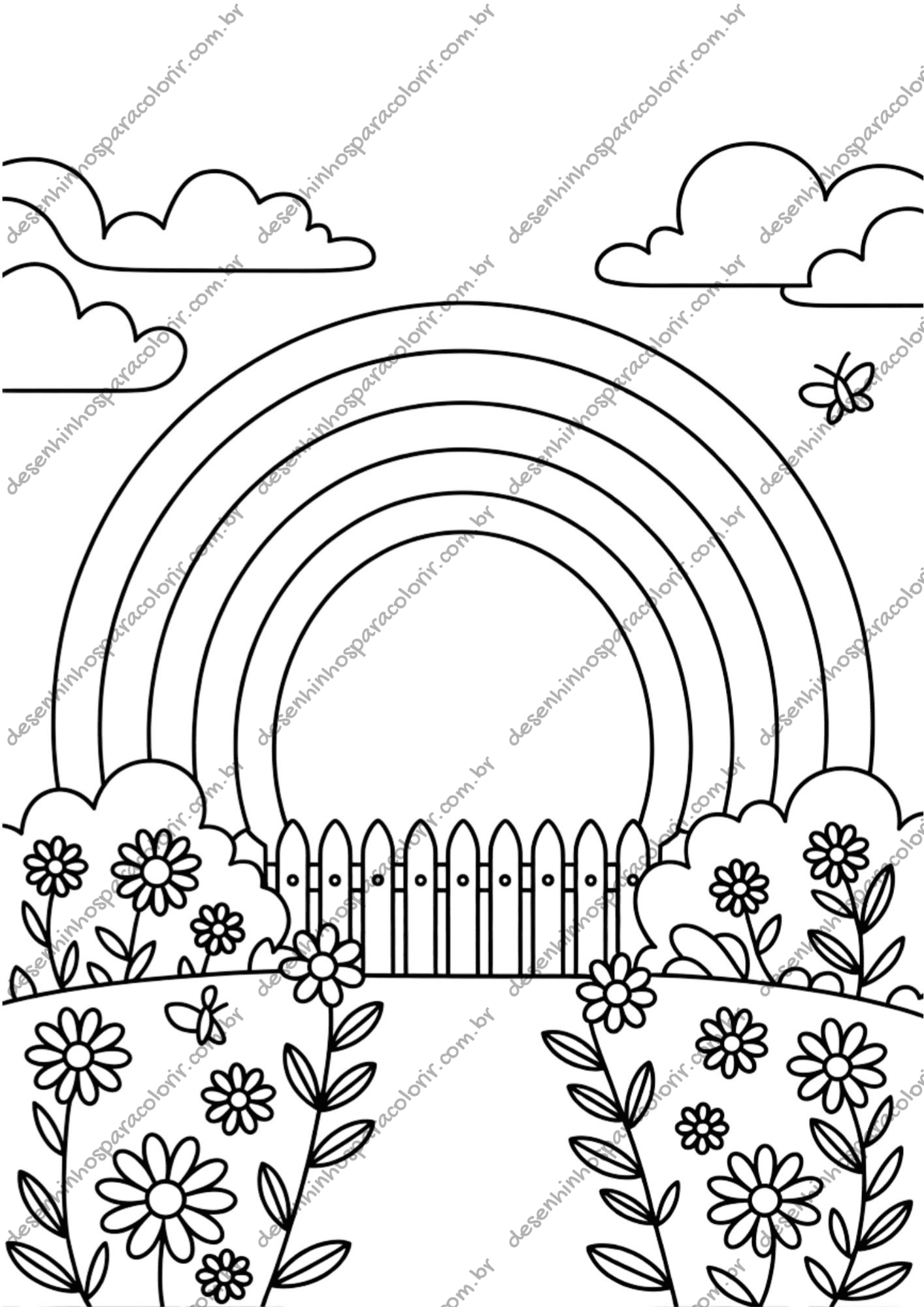 arco-íris boho para colorir