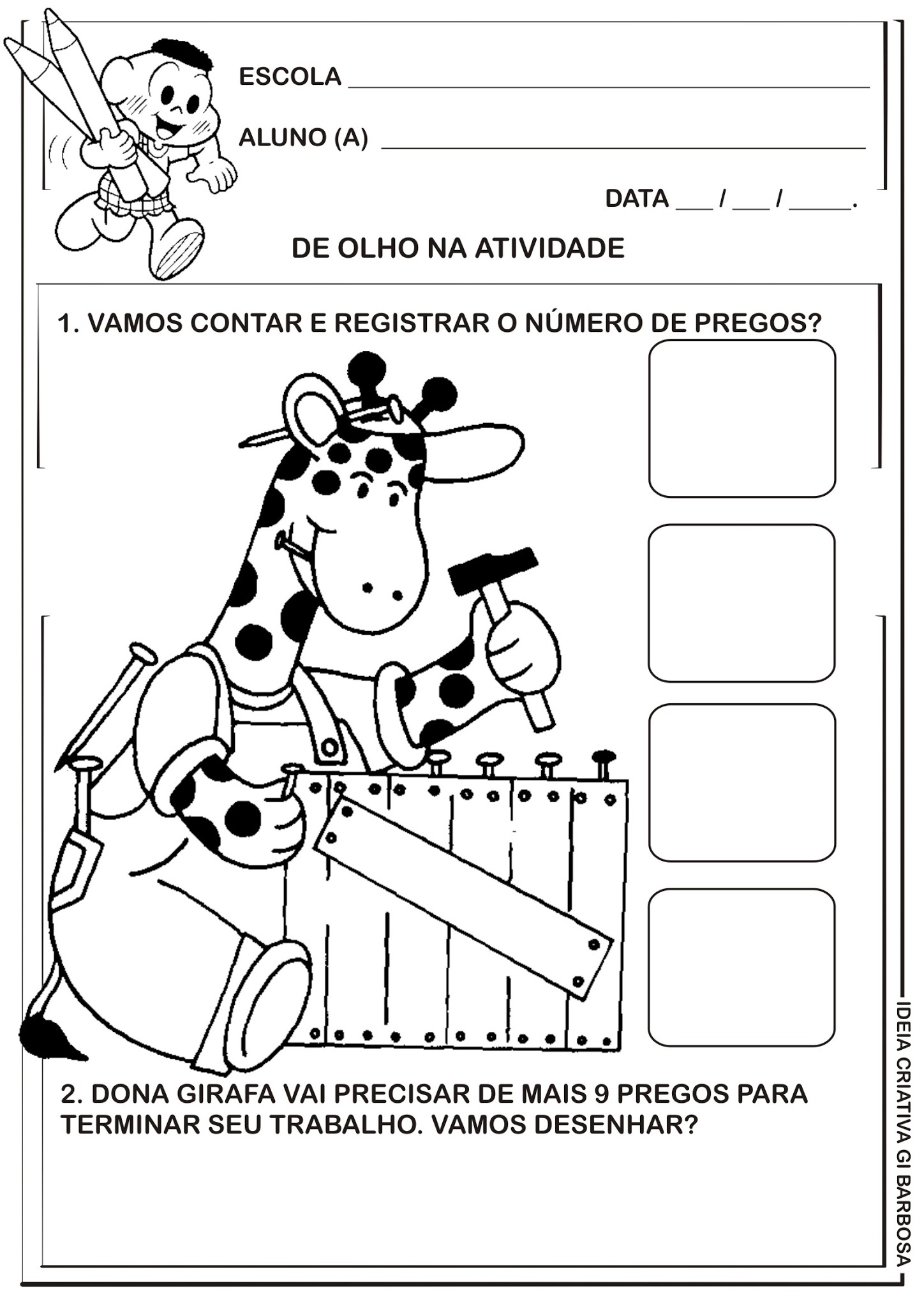 exercícios de matemática para alfabetização infantil