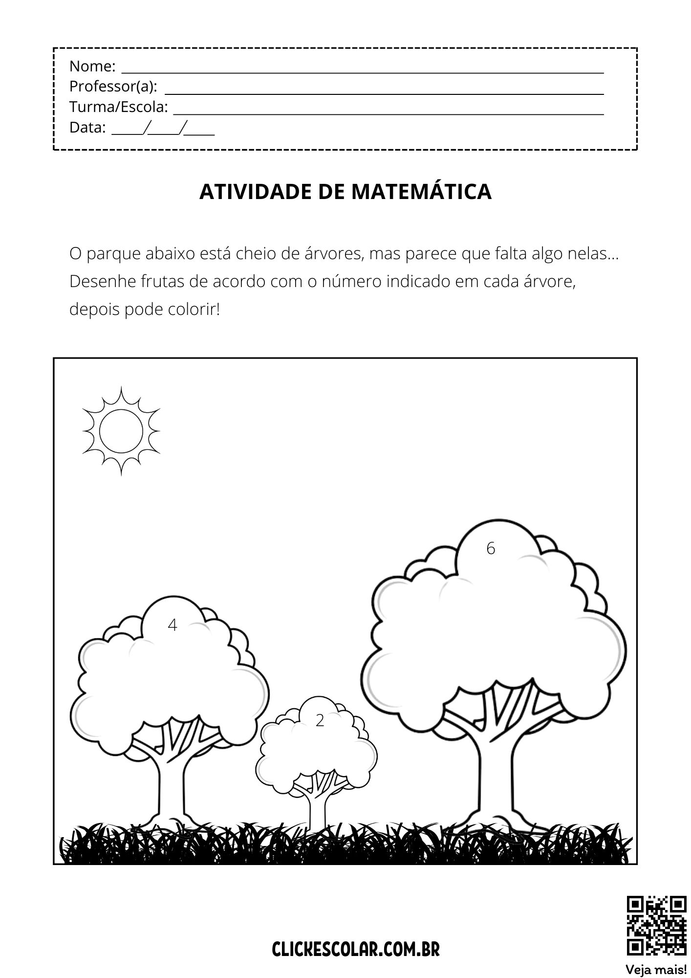matemática para 5 anos em casa