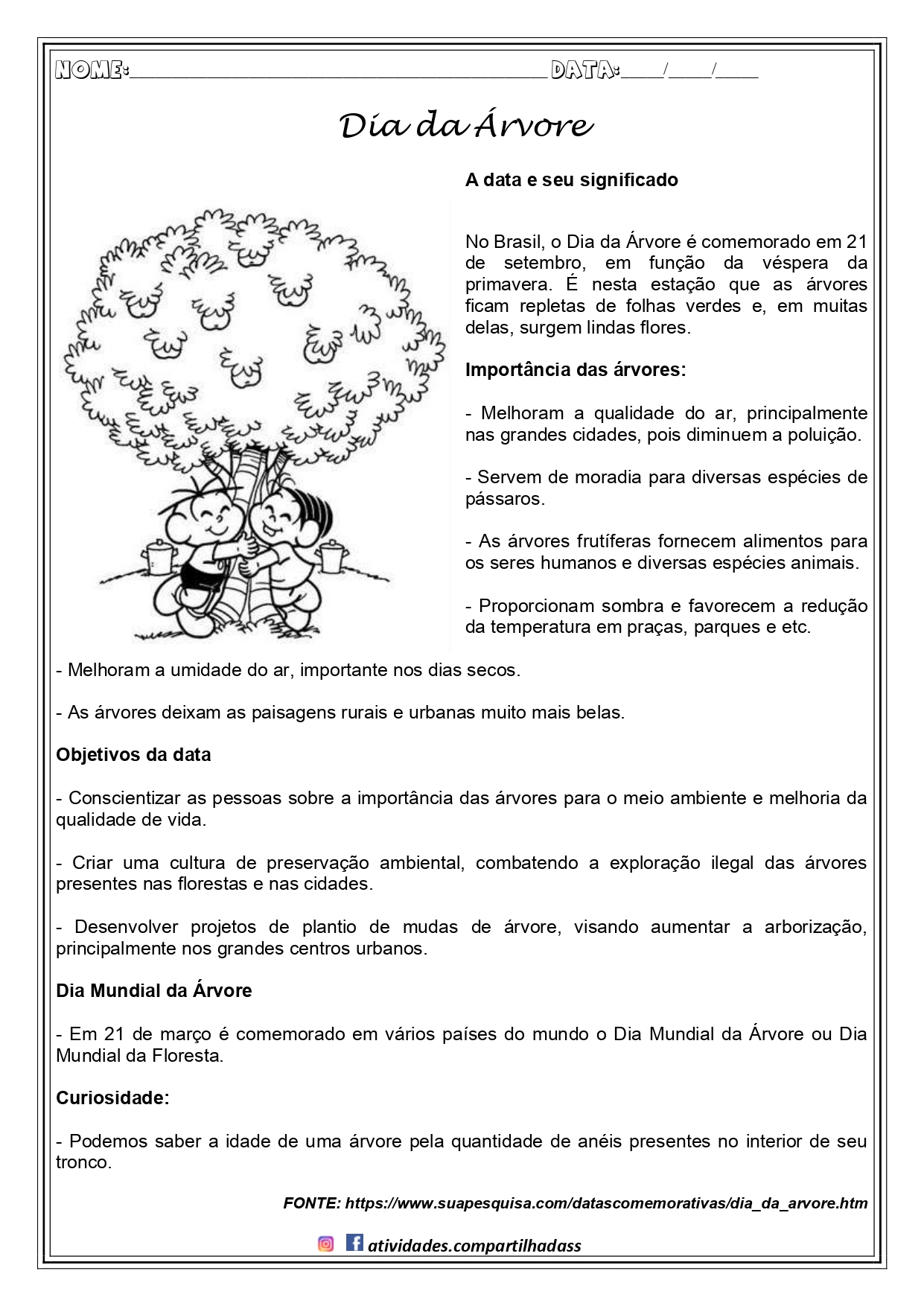 dia da árvore atividades para crianças 2 ano