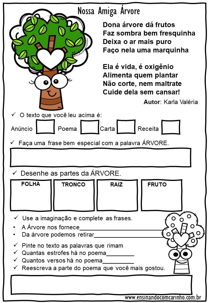 dia da árvore atividades para crianças 2 ano