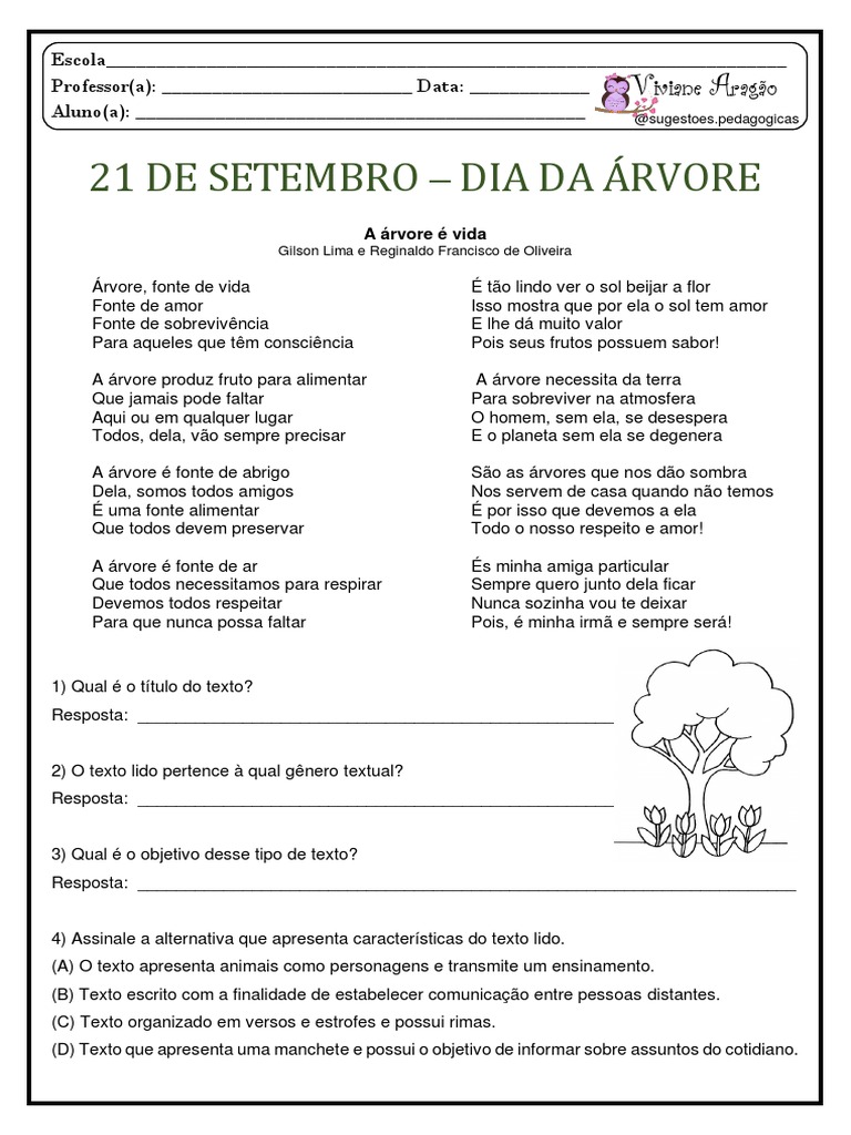 dia da árvore atividades pedagógicas 3 ano