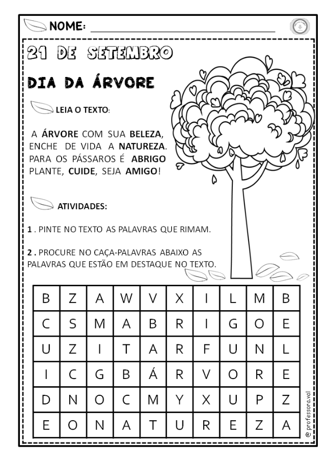 atividades práticas dia da árvore 3 ano