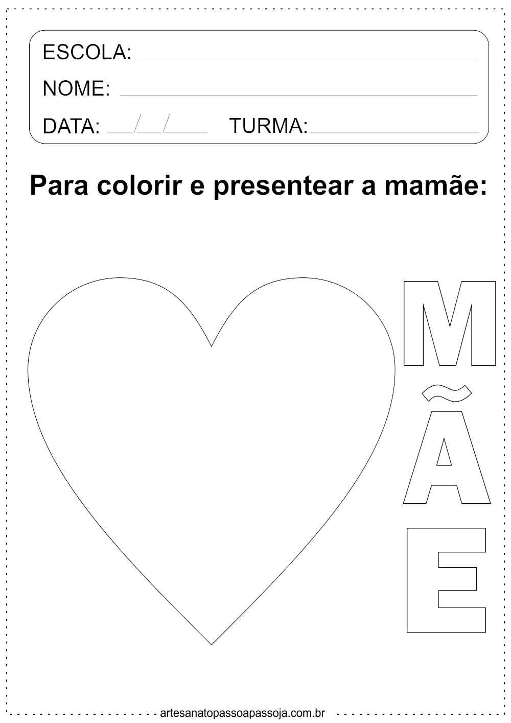 atividade dia das mães maternal colorir