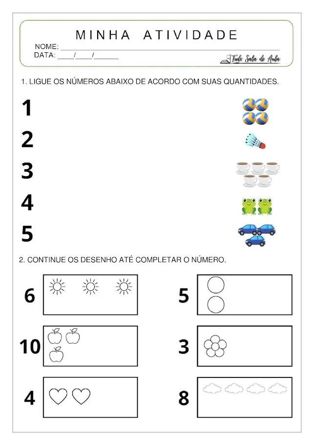 atividades matemáticas para pré-escola