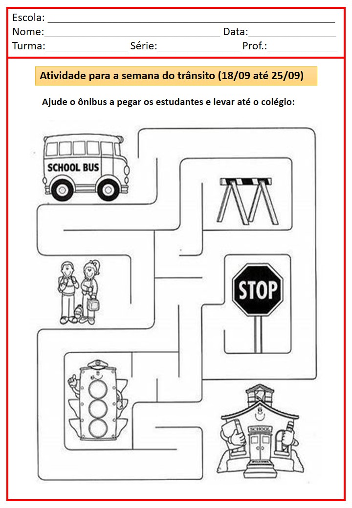 planejamento aula trânsito creche