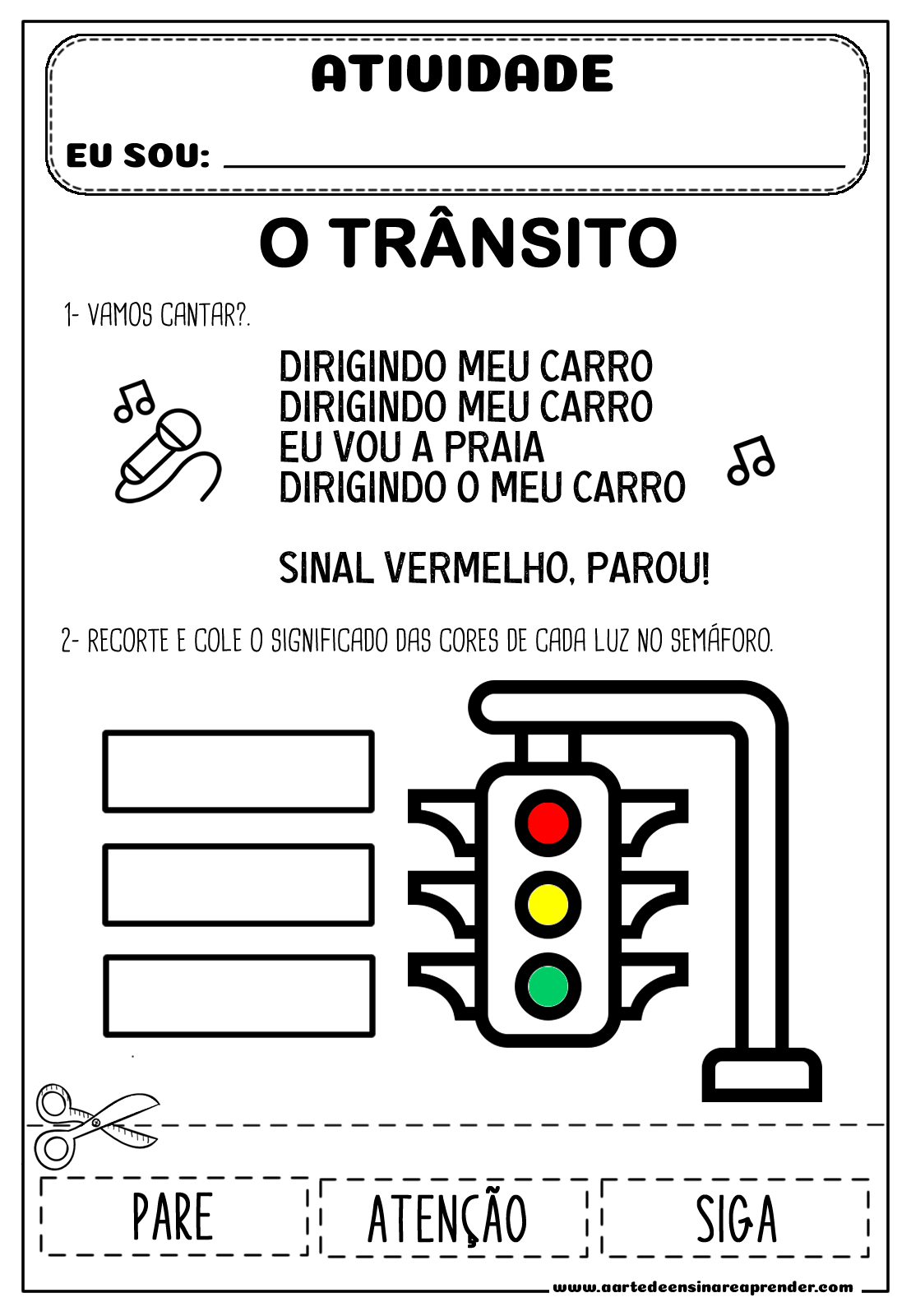 material didático trânsito educação infantil