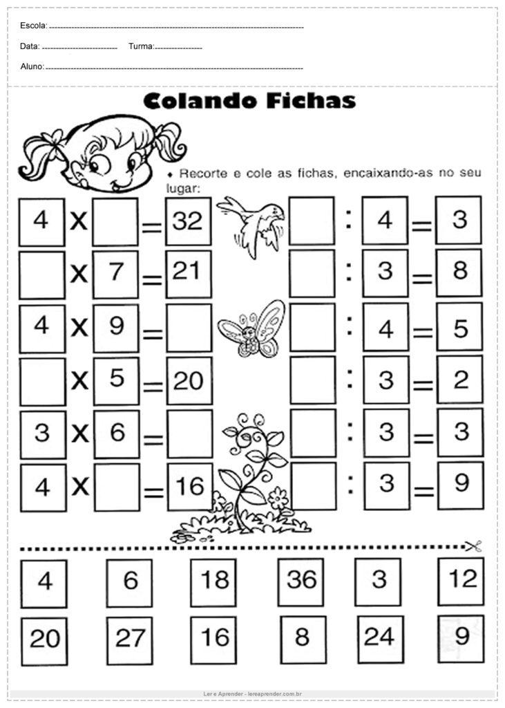 folhas de atividades de matemática para imprimir grátis