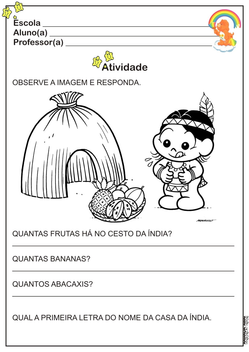 desenhos do dia do indio para colorir educação infantil